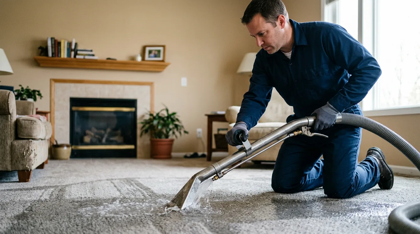 Water damage restoration technician working near Gilbertsville, KY